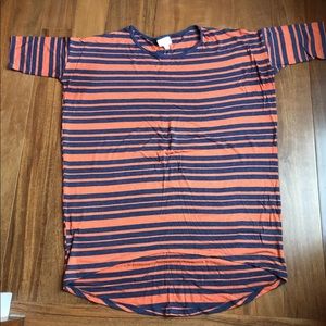 XS Lularoe Irma Orange And Blue Stripes